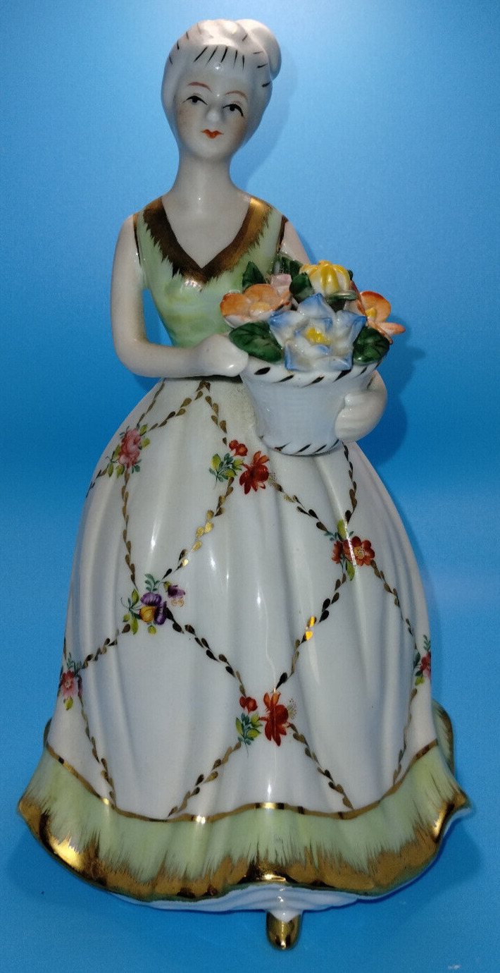 KPM Porcelain Figurine of a Lady Holding a Basket of Flowers