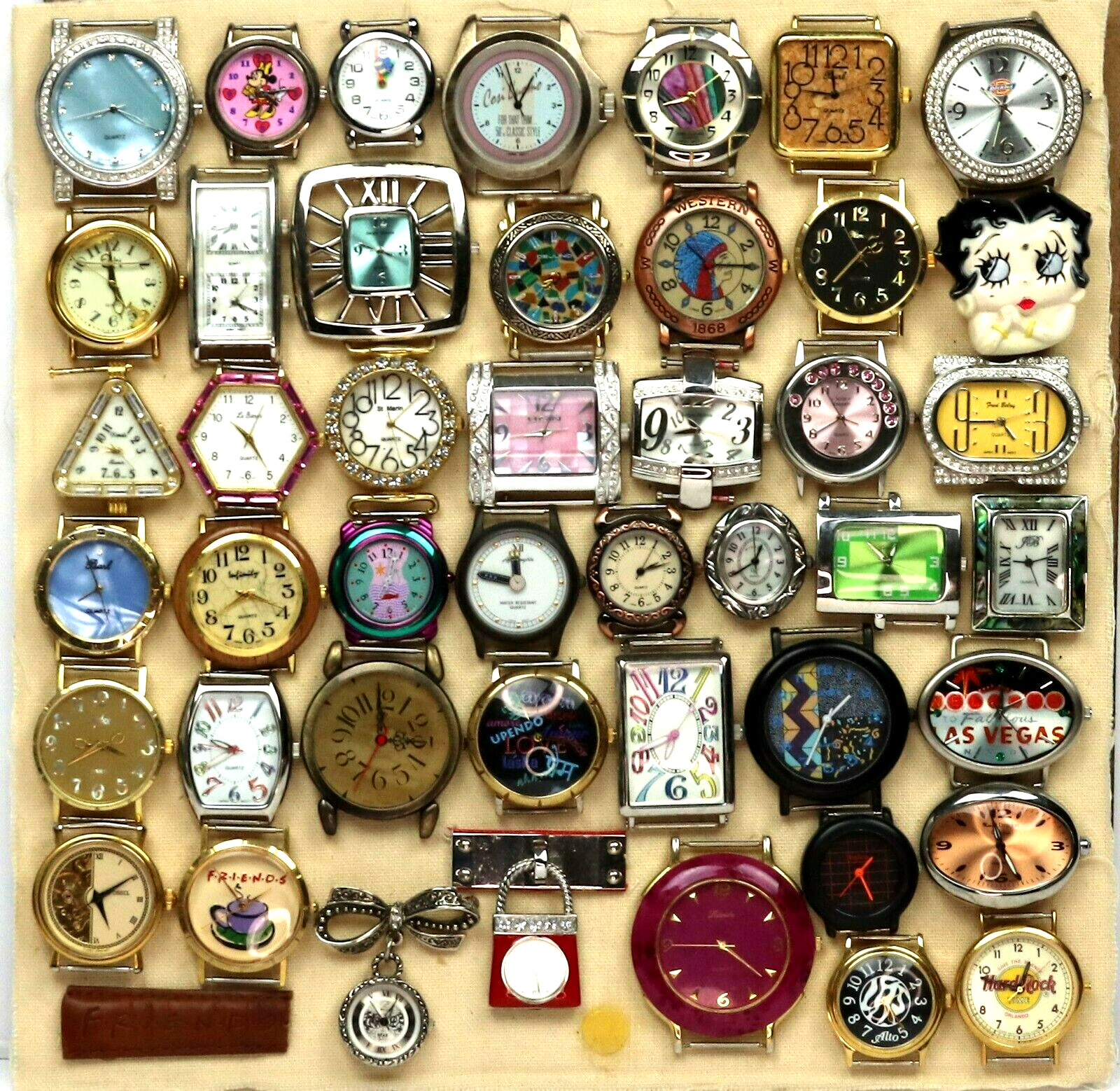 44 Watches Mounted on 10 1/2 x 10 1/2 inch Board - One of a Kind Custom Artwork