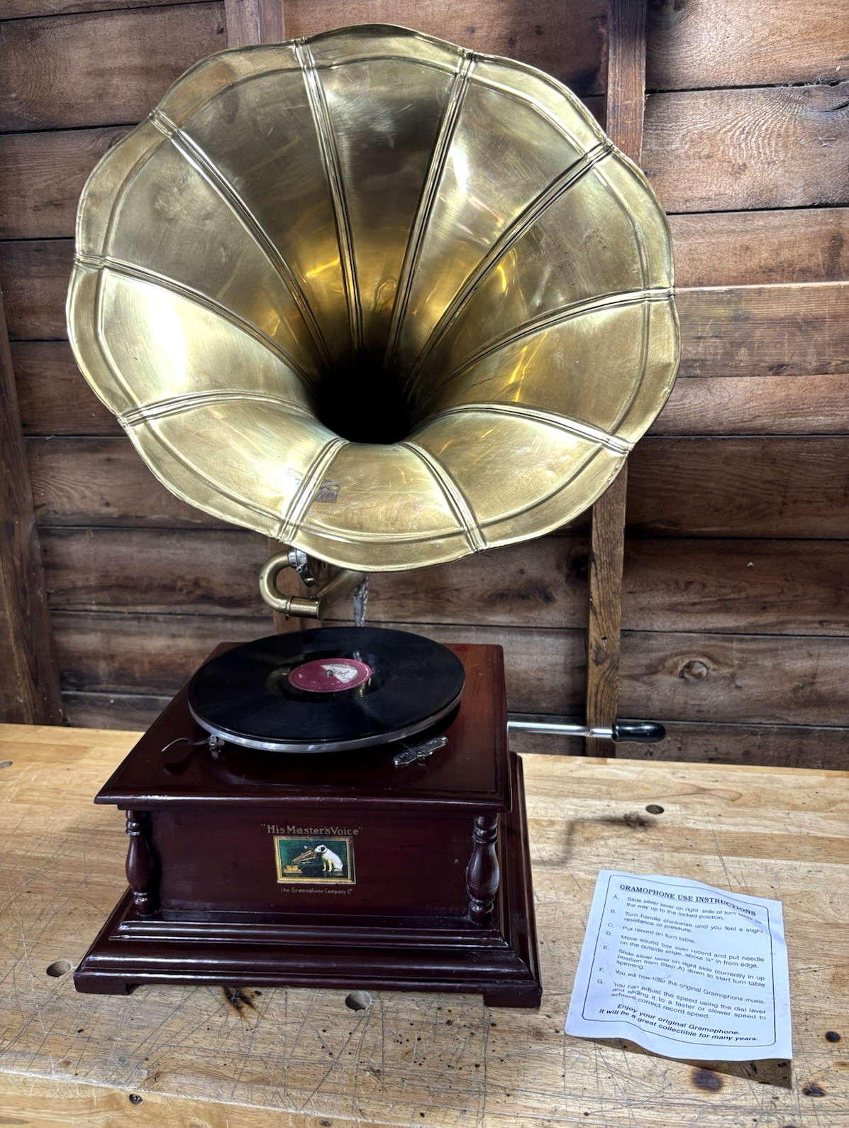 His Masters Voice The Gramophone Company Phonograph Brass Wind up Reproduction His Masters Voice The Gramophone Company Phonograph Brass Wind up Reproduction