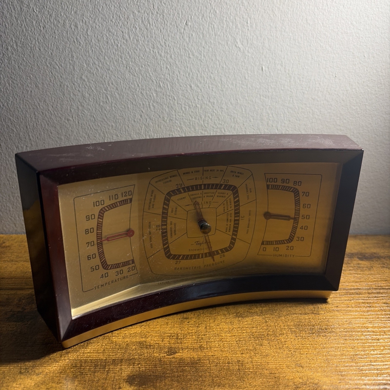 Vintage TAYLOR Curved Desktop Stormoguide Weather Instrument.  