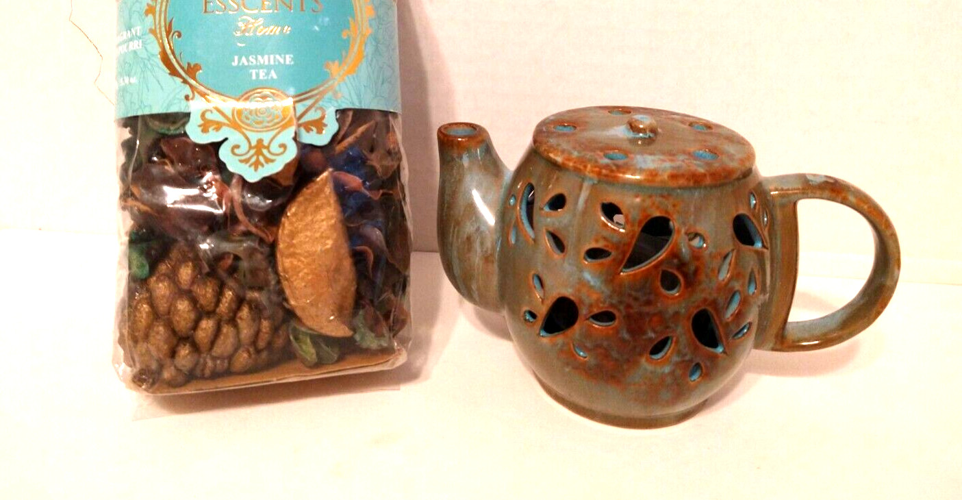 RARE POTPOURRI holder TEAPOT shape +BONUS fragrant 5.3 oz India