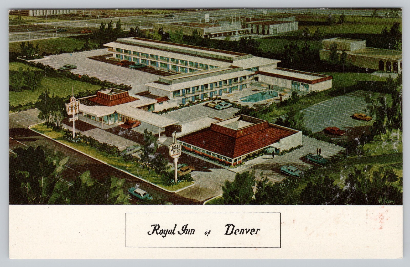 Royal Inn of Denver, Aerial View Hotel Motel, Wheat Ridge CO Colorado Postcard