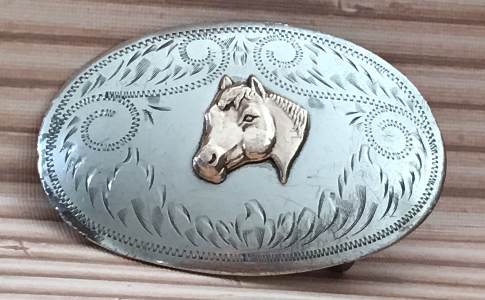 Awesome Vintage Western Horse Irvine Jachens German Silver Cowboy Belt Buckle