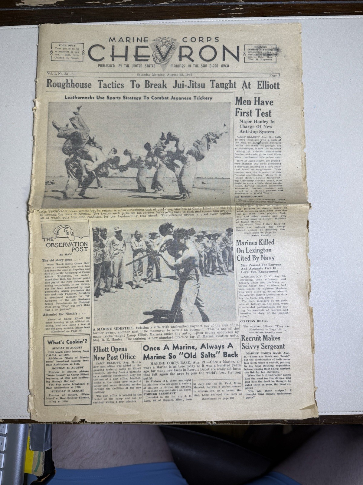 Vintage 08-22-1942 Chevron Marine Newspaper San Diego Marine Corps Base CA