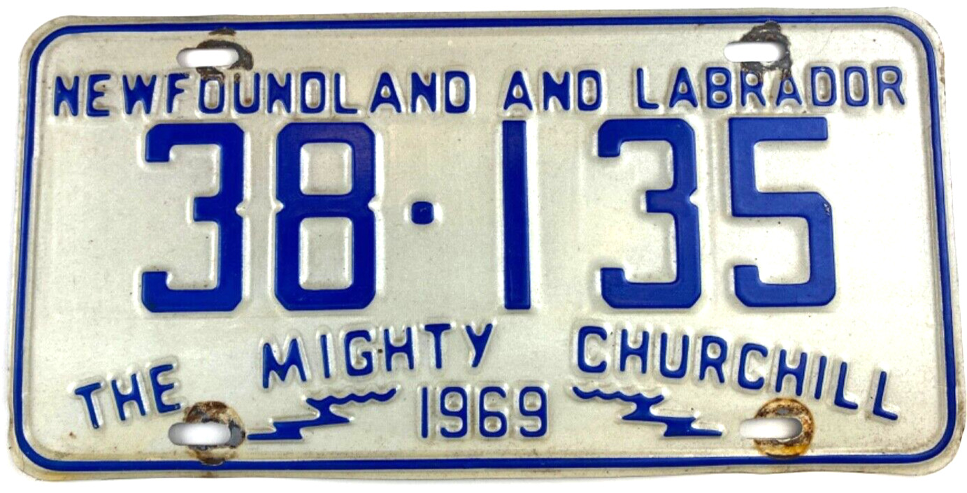 Newfoundland And Labrador Canada 1969 Auto License Plate Vintage Decor Collector