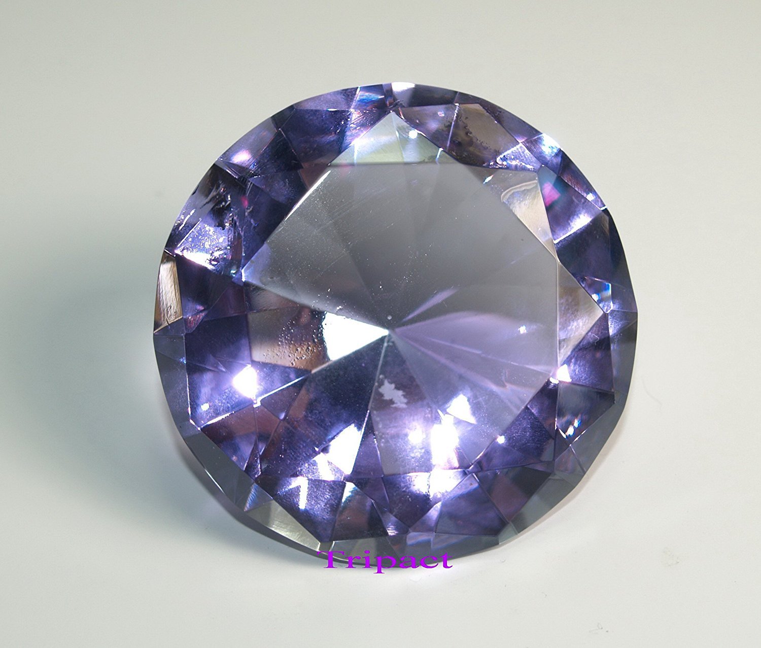 Tripact Lavender Diamond Crystal 80mm Jewel Glass Paperweight Original Color Tripact Lavender Diamond Crystal 80mm Jewel Glass Paperweight Original Color