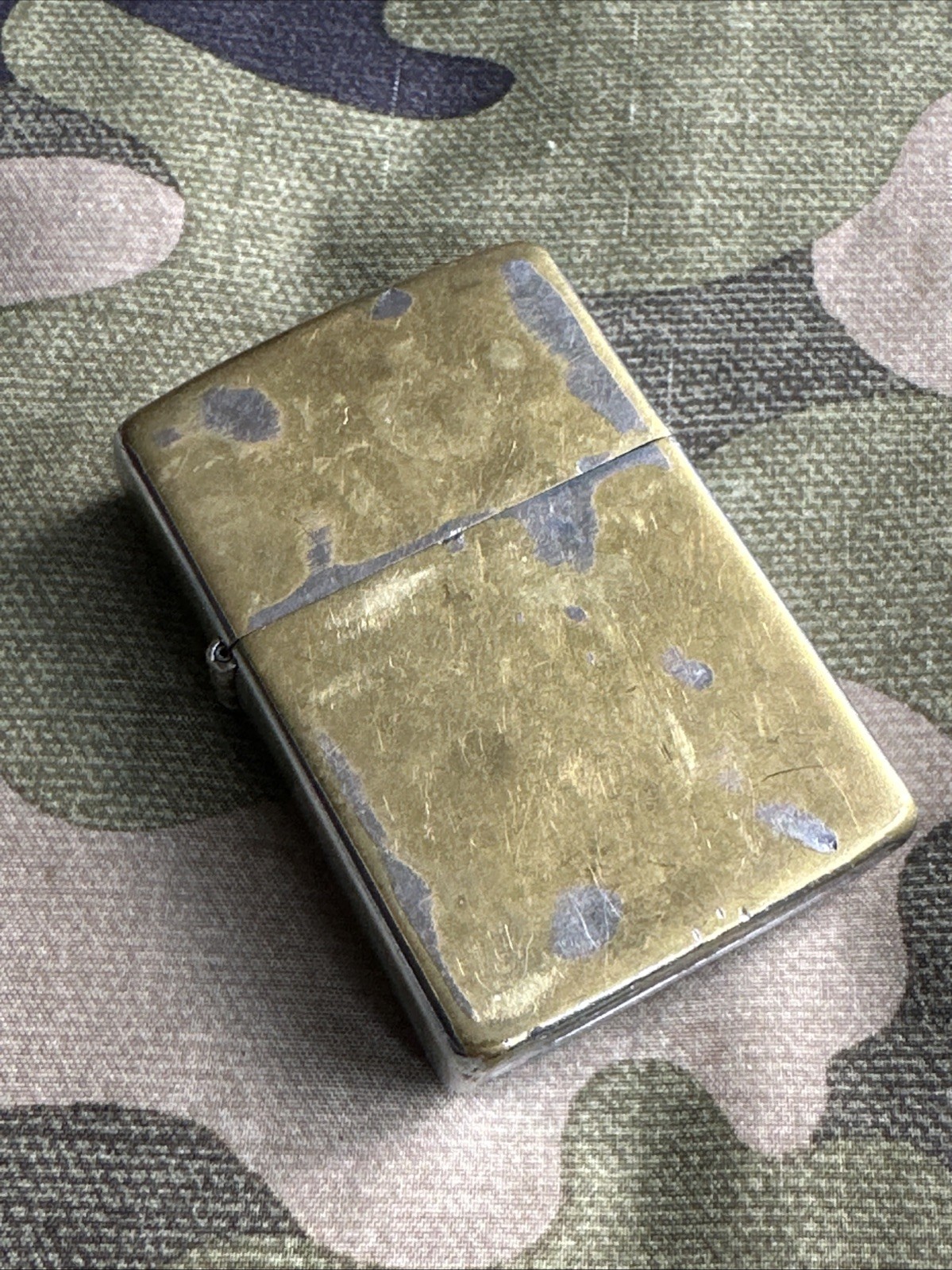 1992 Classic Vintage Zippo Lighter - Brushed Chrome Finish - Big Brass Patina