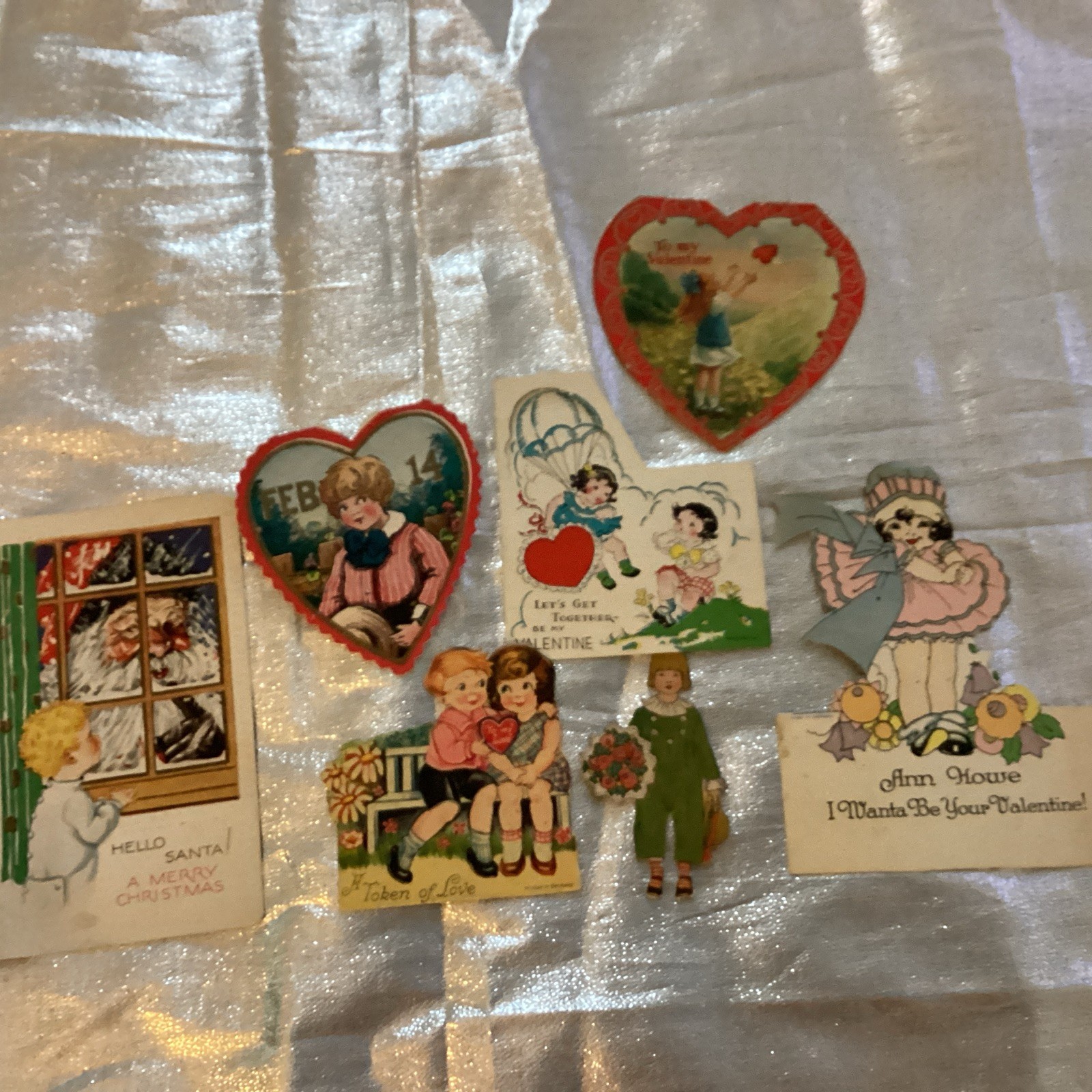 1900\'s ANTIQUE VALENTINE  Christmas Cards  lot  7