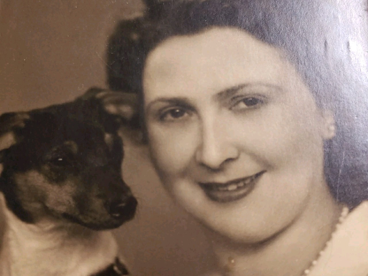 Vintage 1940s Photo Pauline & Named Dog \