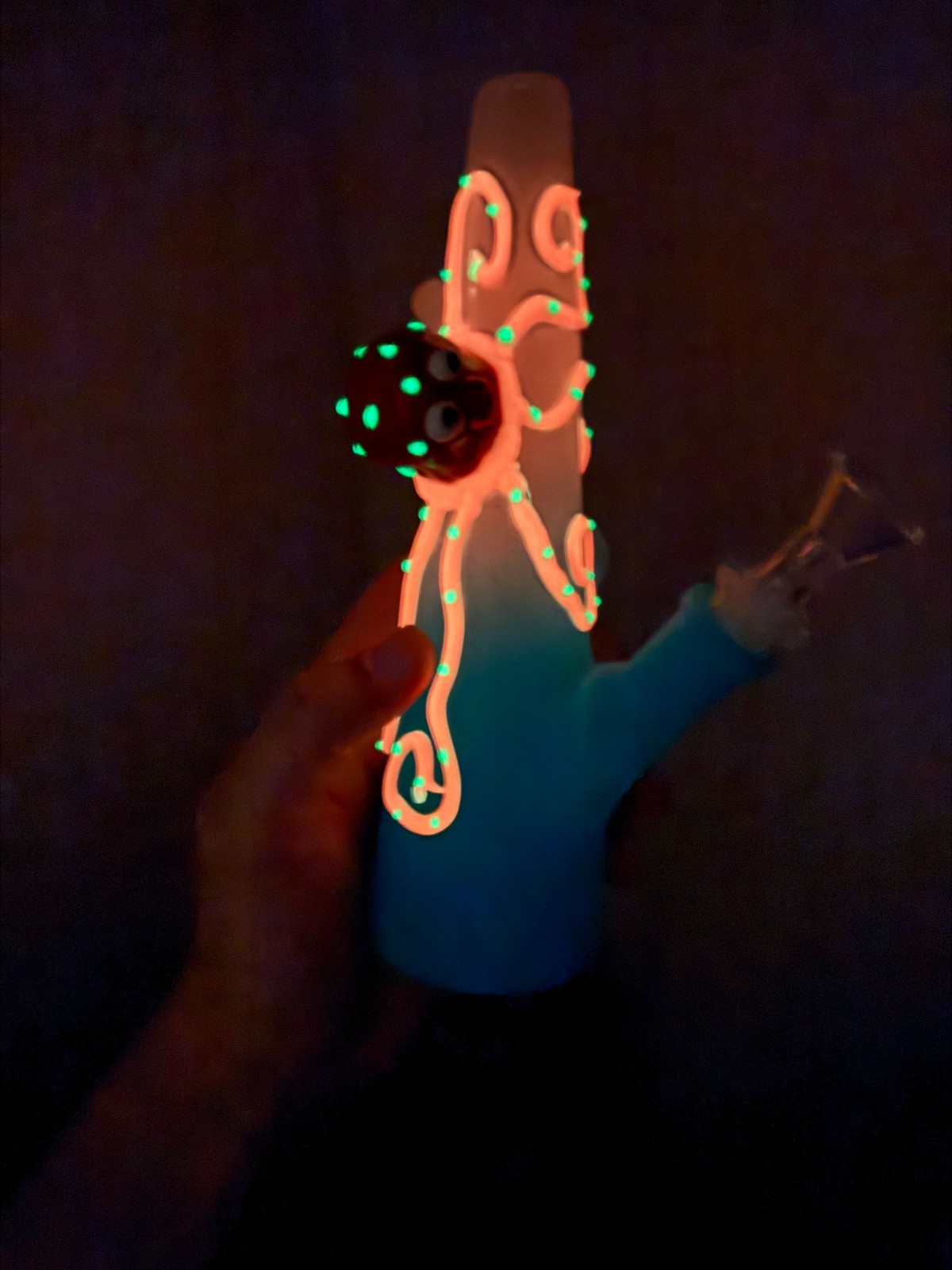 8.5” Premium Glass Water Hookah Glow in Dark Squid Octopus 14mm