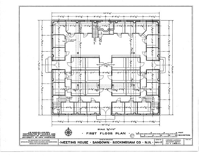 Photo:Sandown New Hampshire 1900s Meetinghouse First Floor Plan HABS