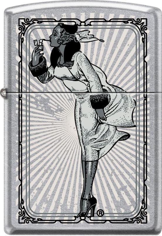 Zippo Iconic Vintage Windy Girl on Poster Street Chrome Custom Lighter NEW L@@K