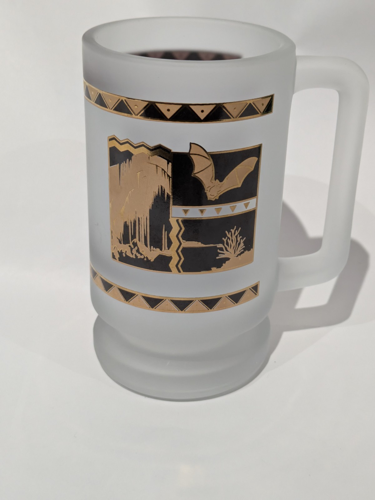Kartchner Caverns Vintage Frosted Mug, Arizona State Park, Gold Bat, Spelunking 