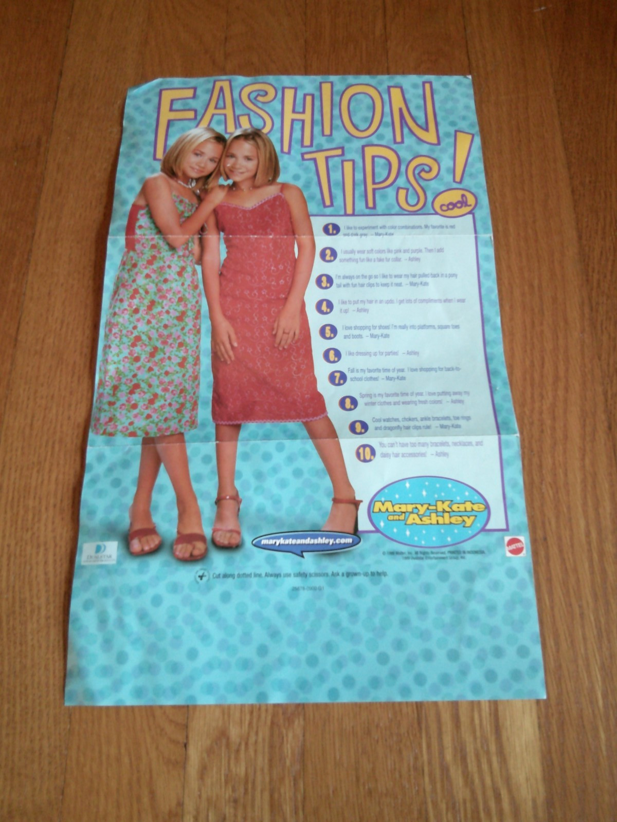 Mary Kate and Ashley Vintage Poster Ad Fashion Tips 1999 Collectible Paper RARE