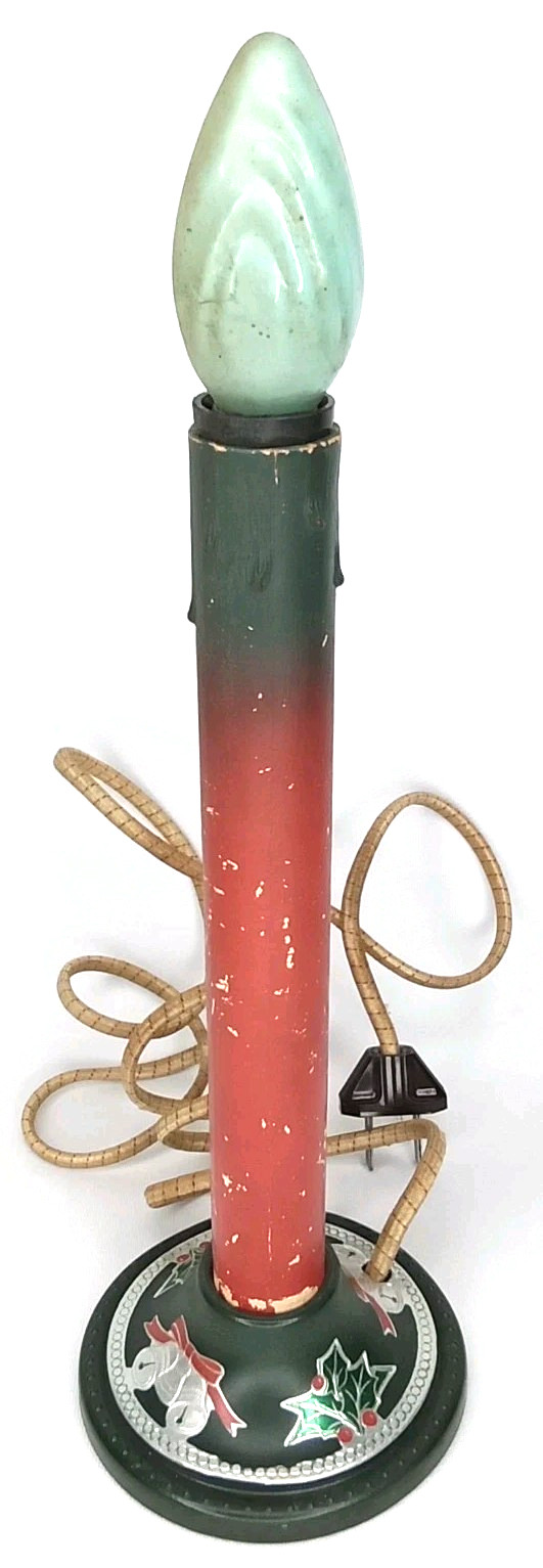 Antique 1940s NOMA Electric Christmas Candle With Metallic Foil Trim Made In USA