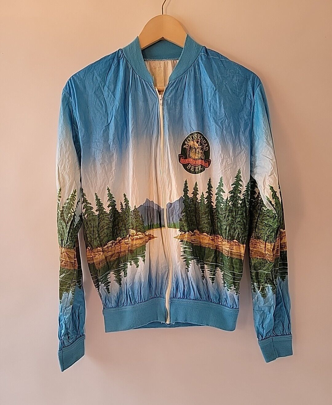 Vintage 80s Moosehead Beer Canadian Lager Tyvek Thin Paper Jacket - Flaws
