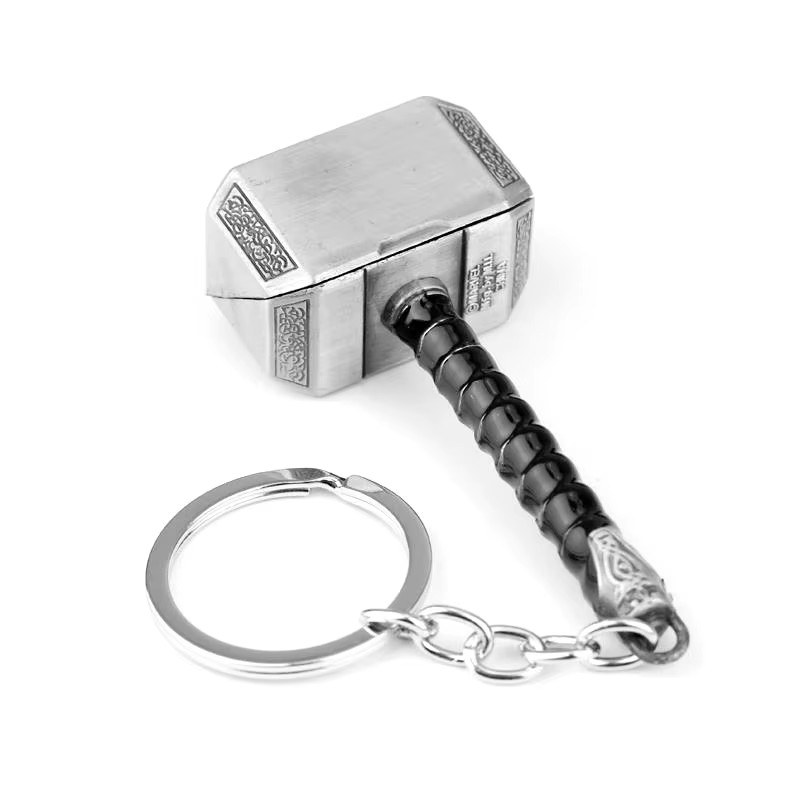Marvel Avengers Thor Hammer Mjolnir Keychain Pewter Metal Keyring Cosplay