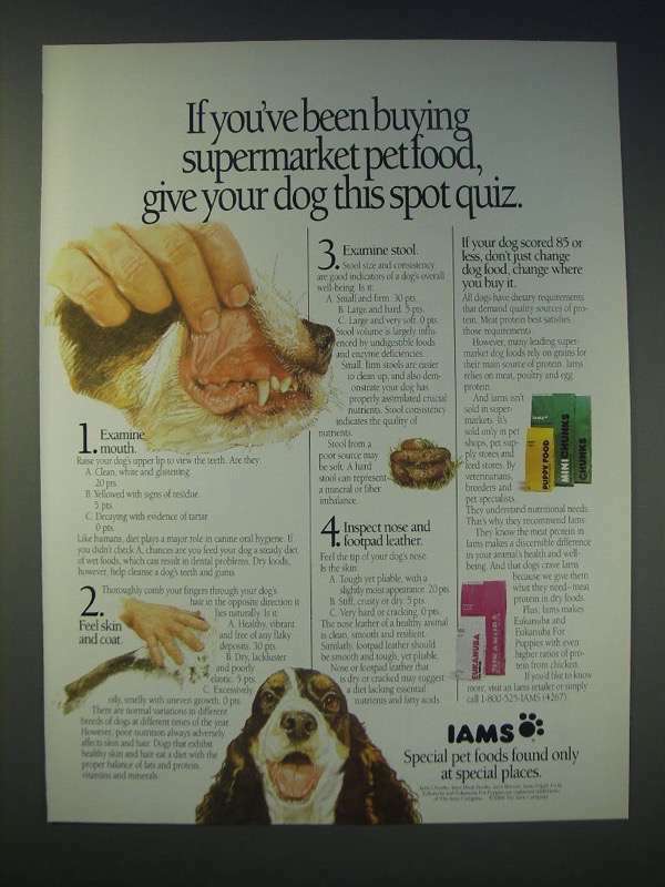 1989 Iams Pet Food Ad - If you\'ve been buying supermarket pet food