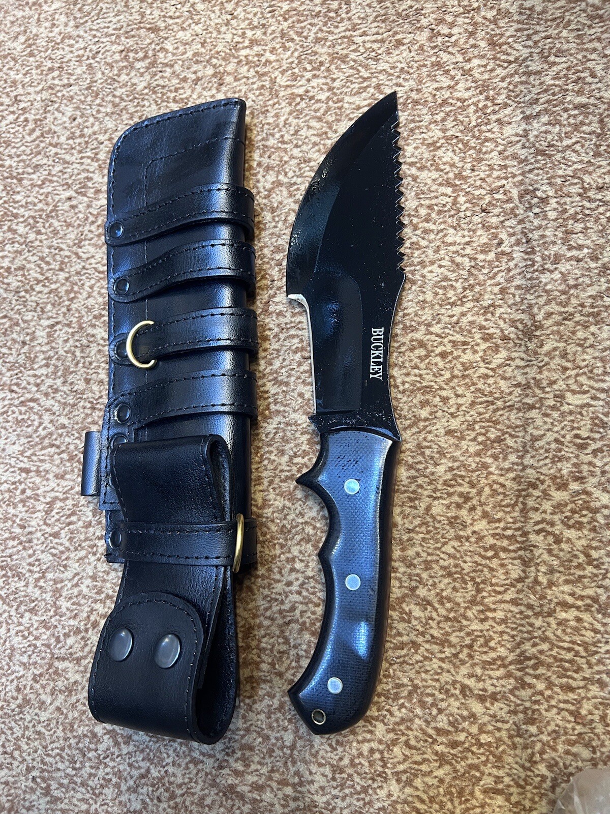 HSK Buckley Series Tracker Knife Black Handle Sheath D2 Steel With Gift Box