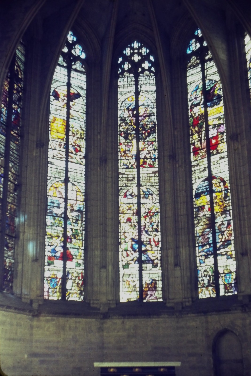 c1960\'s Agfachrome 35mm Slide, Stained Glass Windows, Gothic Church Interior