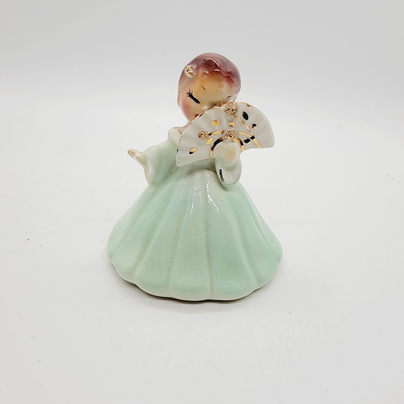 Josef Originals Secret Pal w/Fan in Blue 3 ½” Figurine 1950's With Flaw