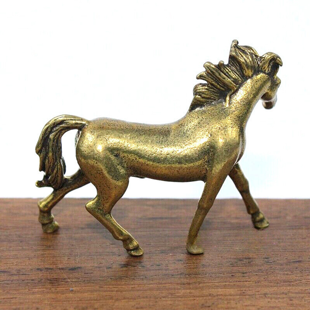 Brass Horse Figurine Statue House Office Table Decoration Animal Figurines US