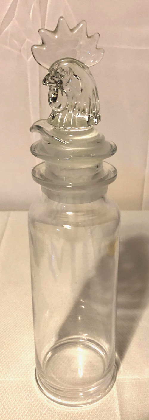 Antique Art Deco Heisey Glass Carl Cobel glass 3 piece Rooster Cocktail Shaker