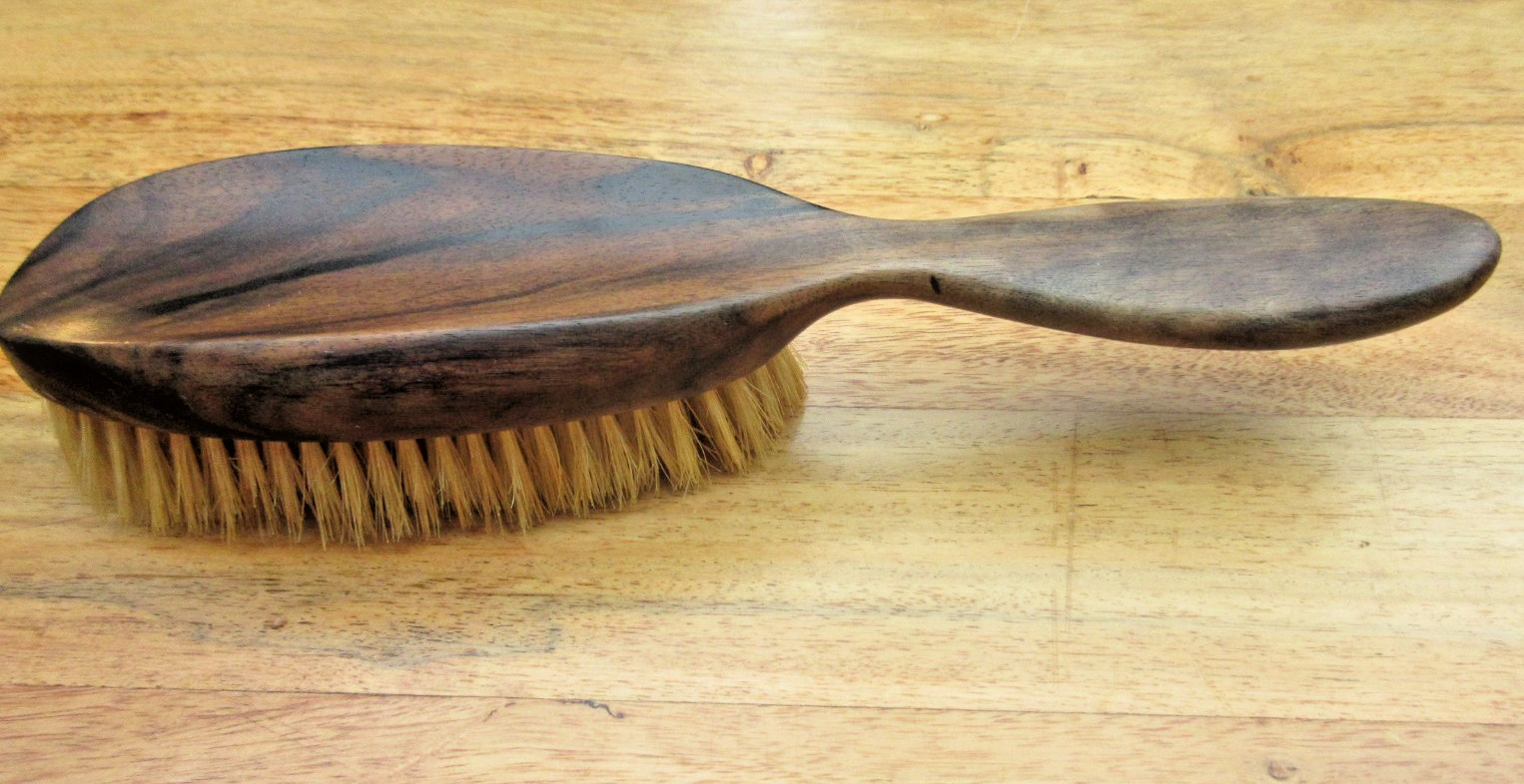 Antique Hair Brush. Victorian. Marked Ebony on Handle