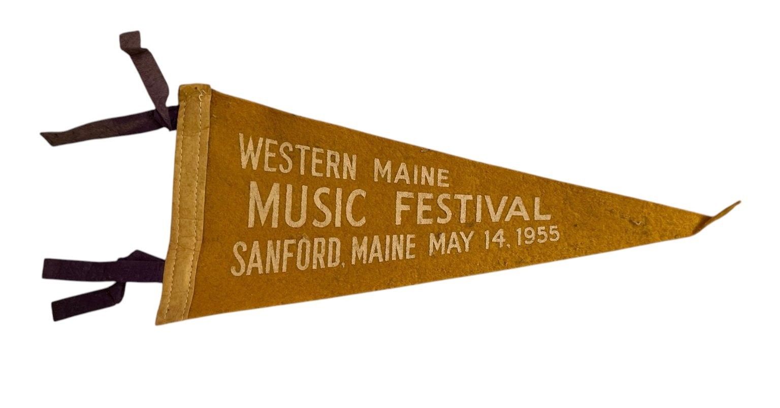 Vintage 1955 Western Maine Music Festival 12 Inch Felt Pennant