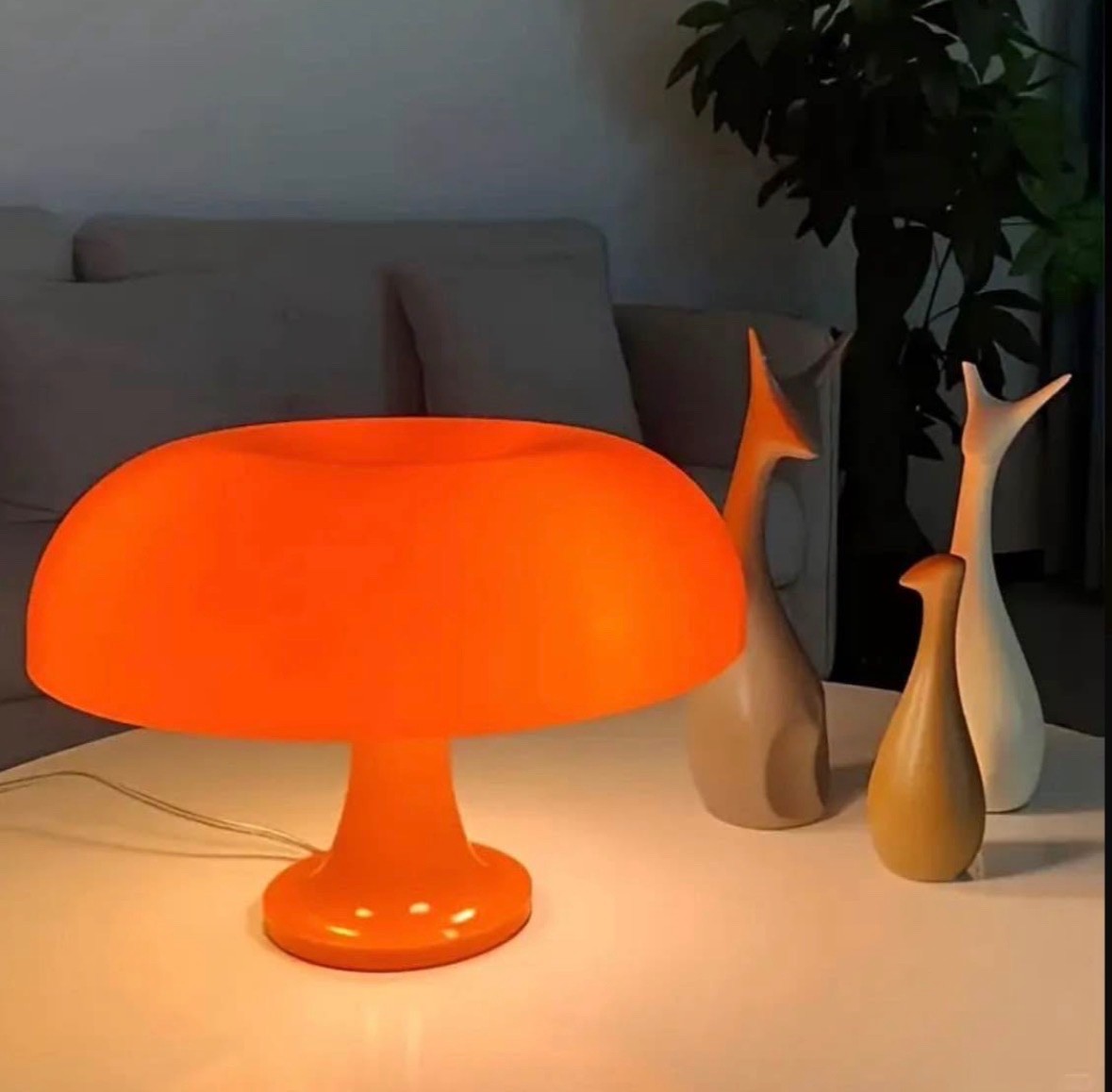 Vintage Orange Mushroom Lamp Mid Century Modern Retro Minimalist Table Lamp