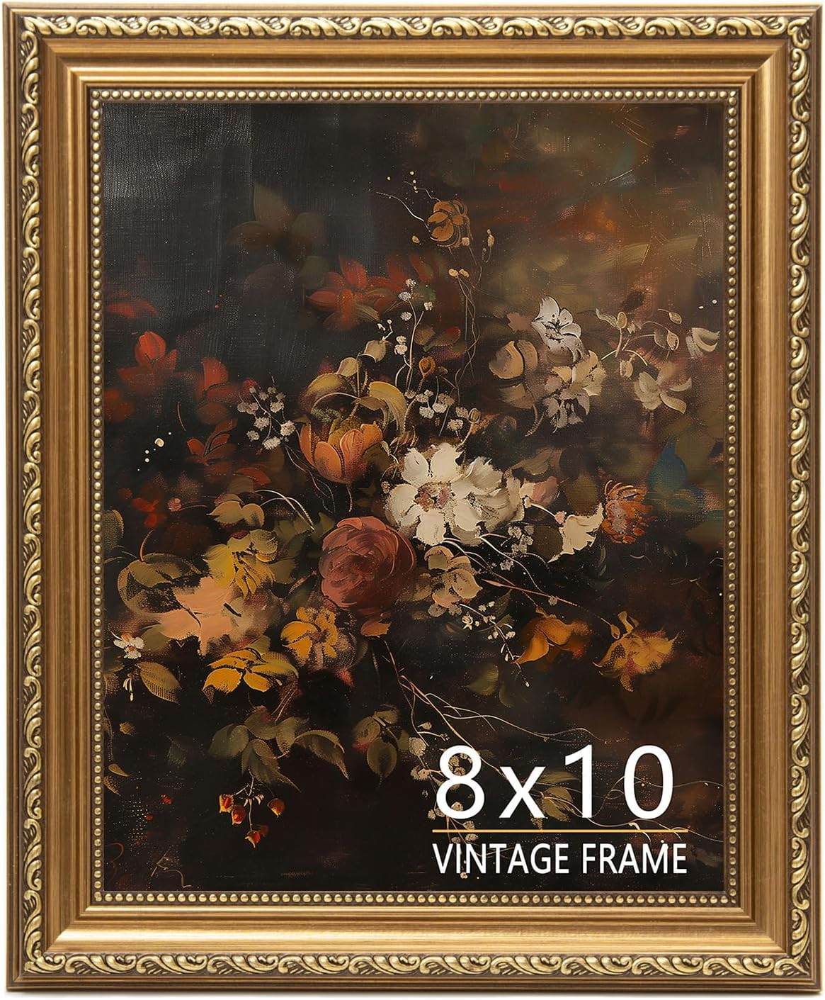 8X10 Picture Frame, Vintage Bronze Gold Picture Frame for Tabletop & Wall Mount,