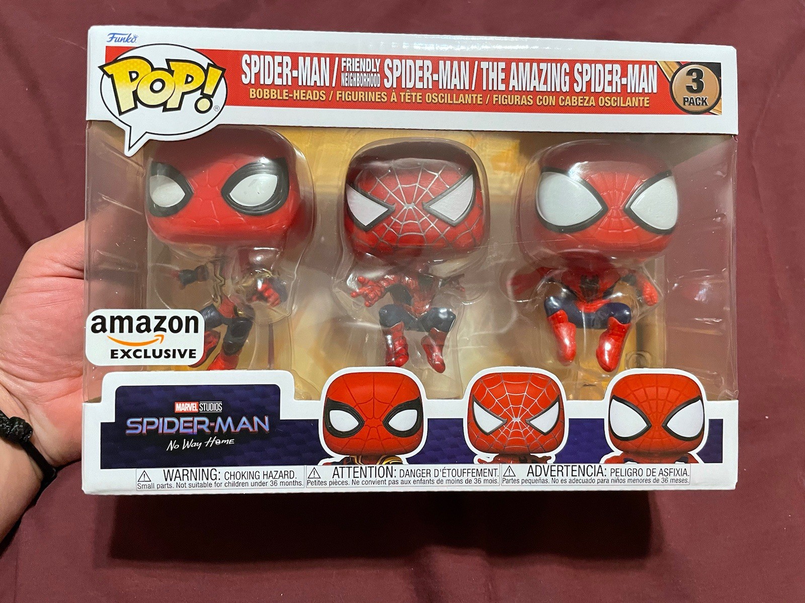 Funko Pop Marvel Studios Spider-Man No Way Home 3 Pack Amazon Exclusive Set