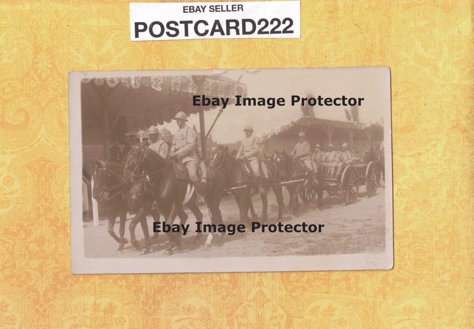 X France Military 1908-29 RPPC real photo postcard SOLDIERS ON HORSES W CART