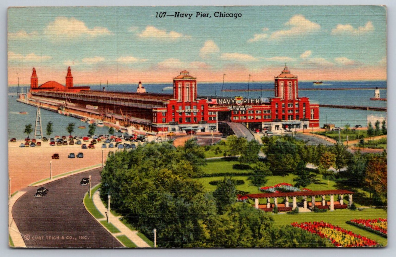 Navy Pier Chicago Illinois Vintage Linen Postcard c.1941
