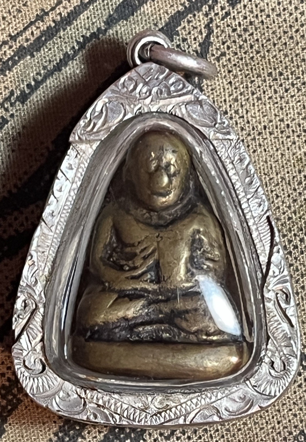 Phra Bucha Lp Ngern ,Wat  Bangkhlan yr 2450-2460 Buddha Real Silver Case