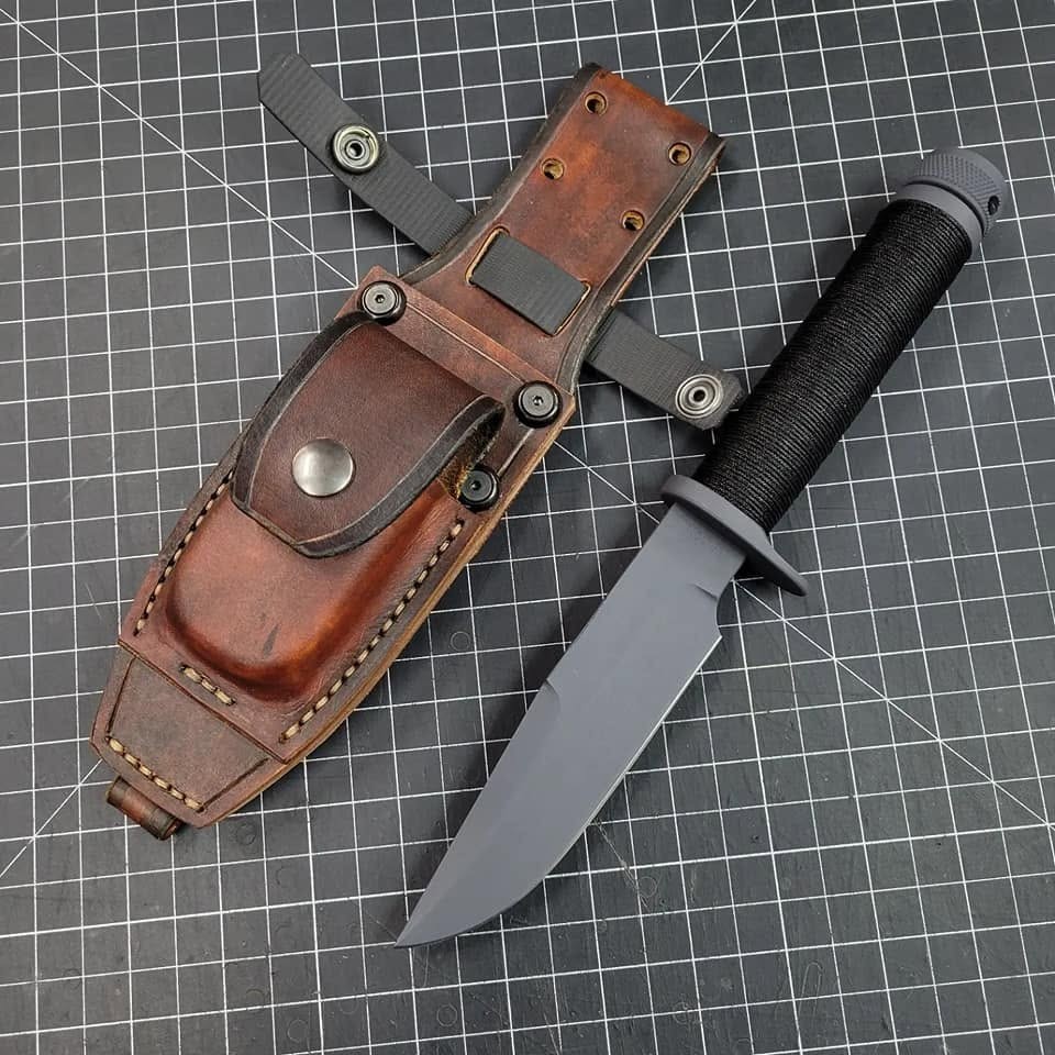 HAND CRAFTED POWDER COATED SURVIVAL BUSHCRAFT CAMPING, HUNTING KNIFE WITH SHEATH