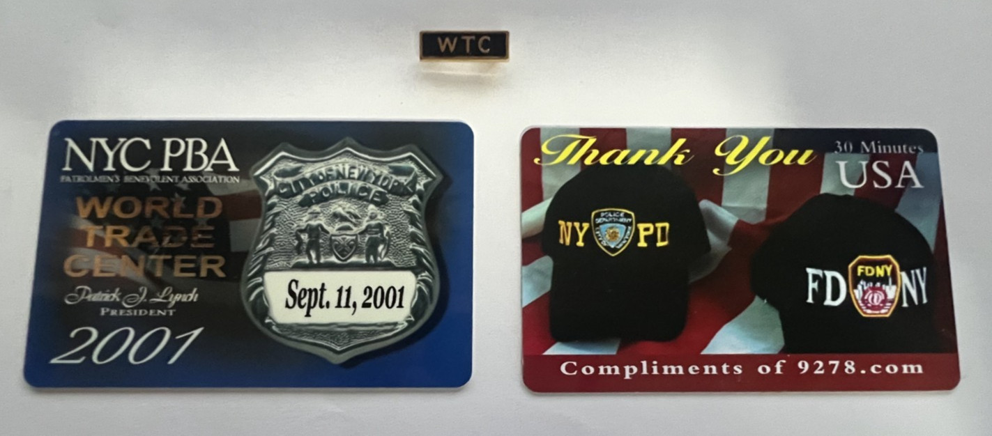 Authentic Rare Vintage 2001 NYPD PBA Card + Pin + Calling Card WTC 9/11 Authentic Rare Vintage 2001 NYPD PBA Card + Pin + Calling Card WTC 9/11