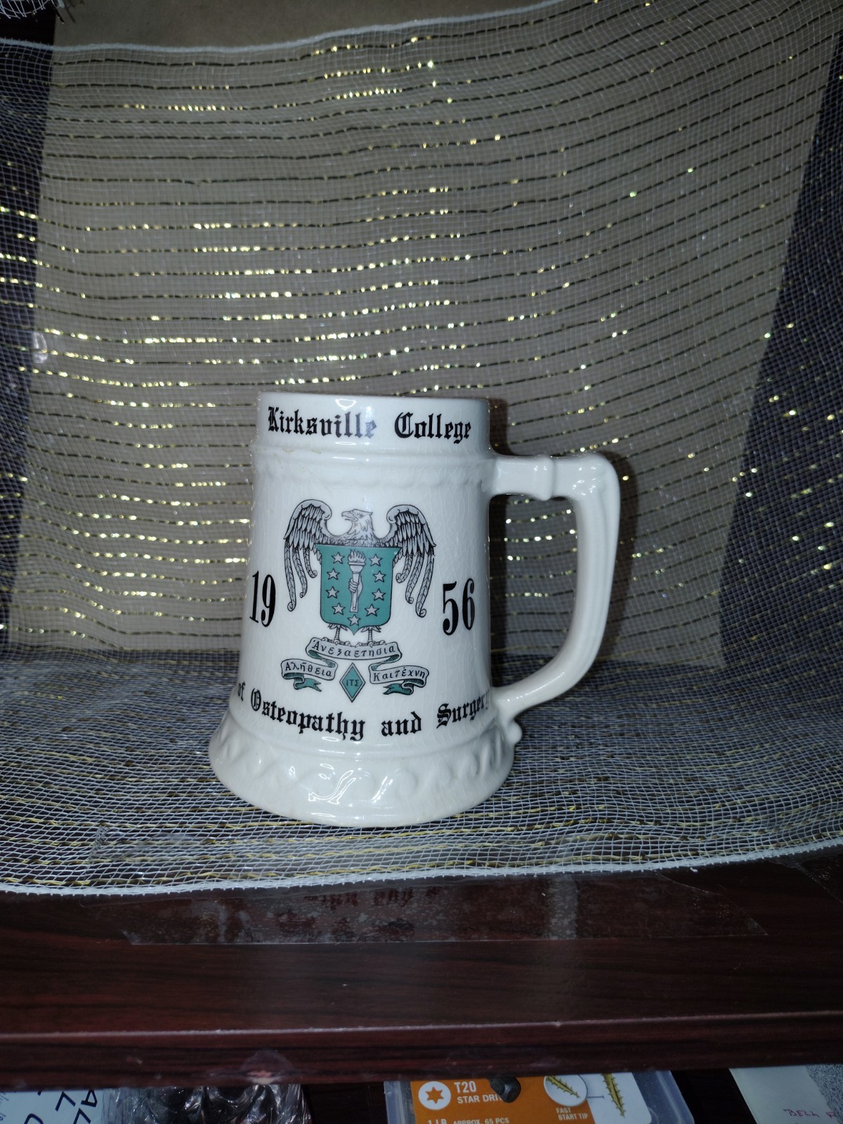 Vintage 1956 Kirksville College Mug Stein osteopathy and surgery Balfour Ceramic