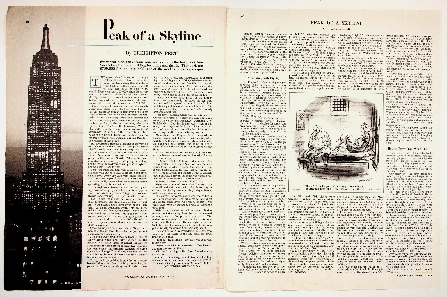 1949 Collier\'s Magazine Article Empire State Building NYC Vintage Ephemera