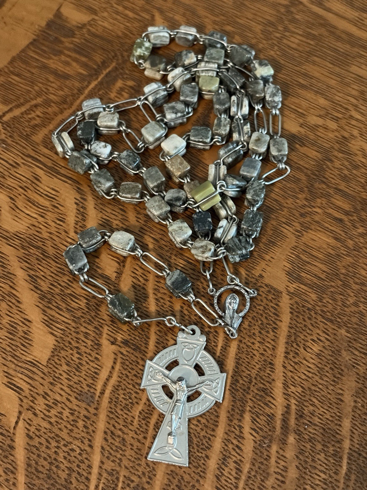 Vintage Irish Connemara Marble Rosary 25 Inches Long