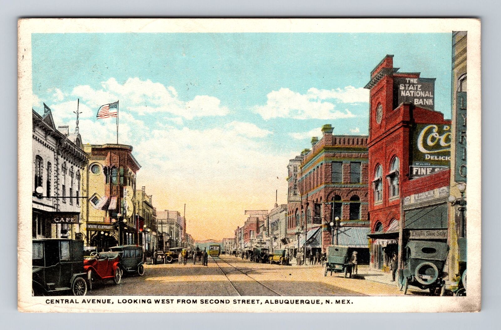 Albuquerque NM-New Mexico, Central Avenue, Advertisement Vintage c1921 Postcard