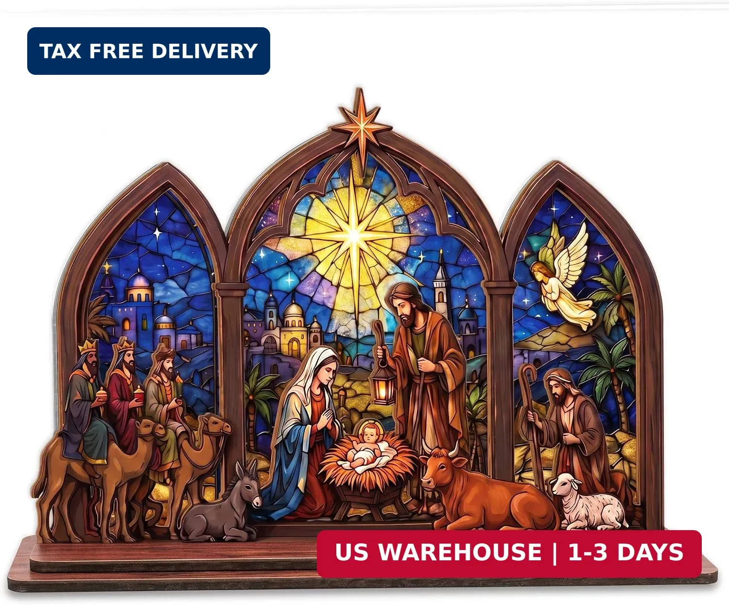 Tabletop Nativity Scene Set, Wooden Christmas Nativity Set, Christmas Decor