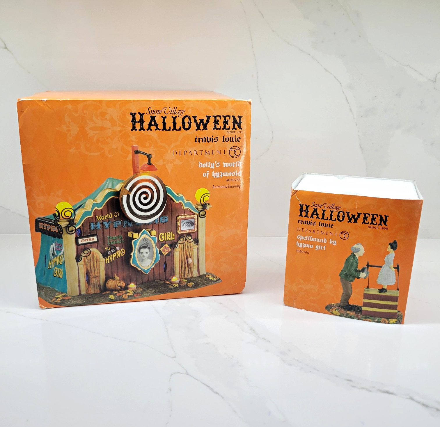 Department 56 Snow Village Halloween Dolly's World of Hypnosis + Hypno Girl