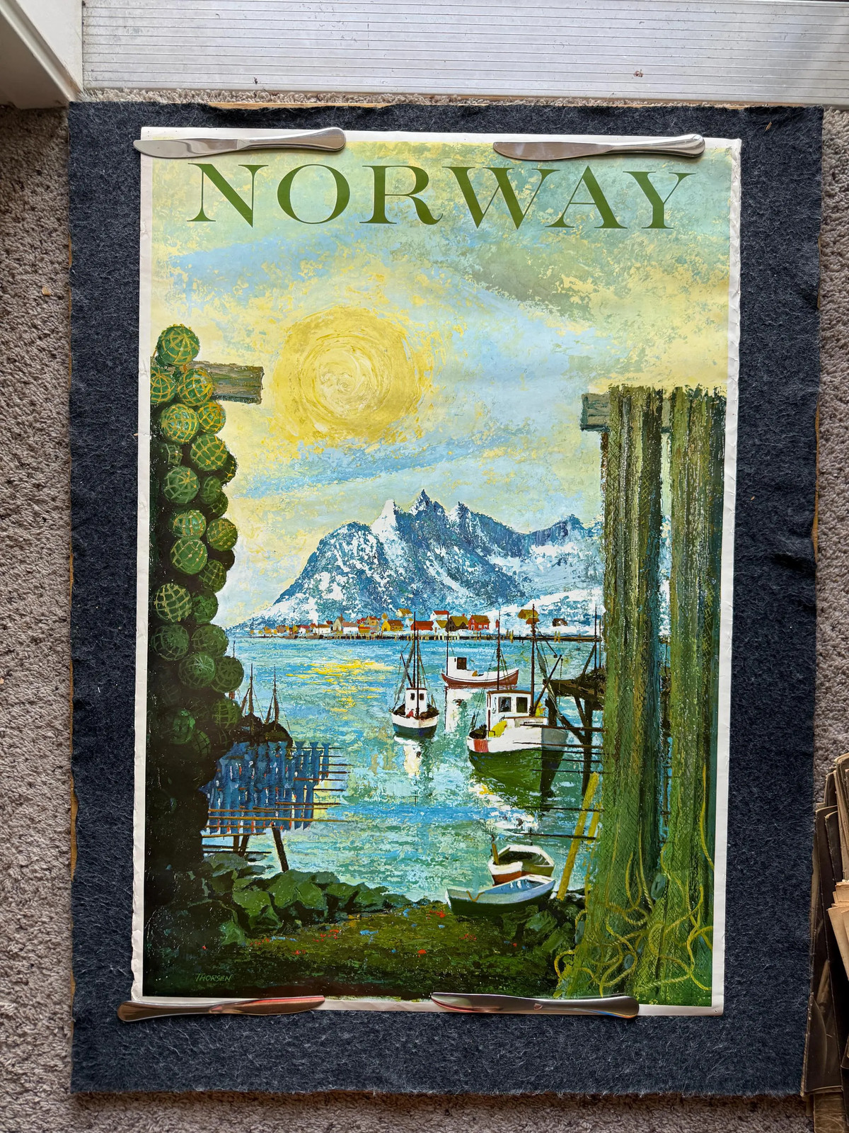 1970s Vintage Oslo Norway Travel Poster, Original Railroad Artwork