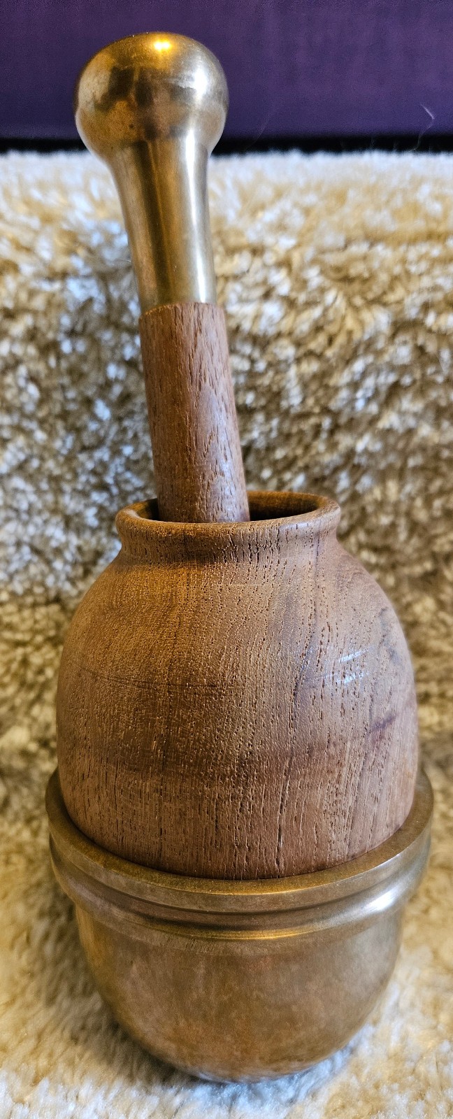 Vtg Gardberg Morter and Pestle (brass/wood) very good RARE Vtg Gardberg Morter and Pestle (brass/wood) very good RARE