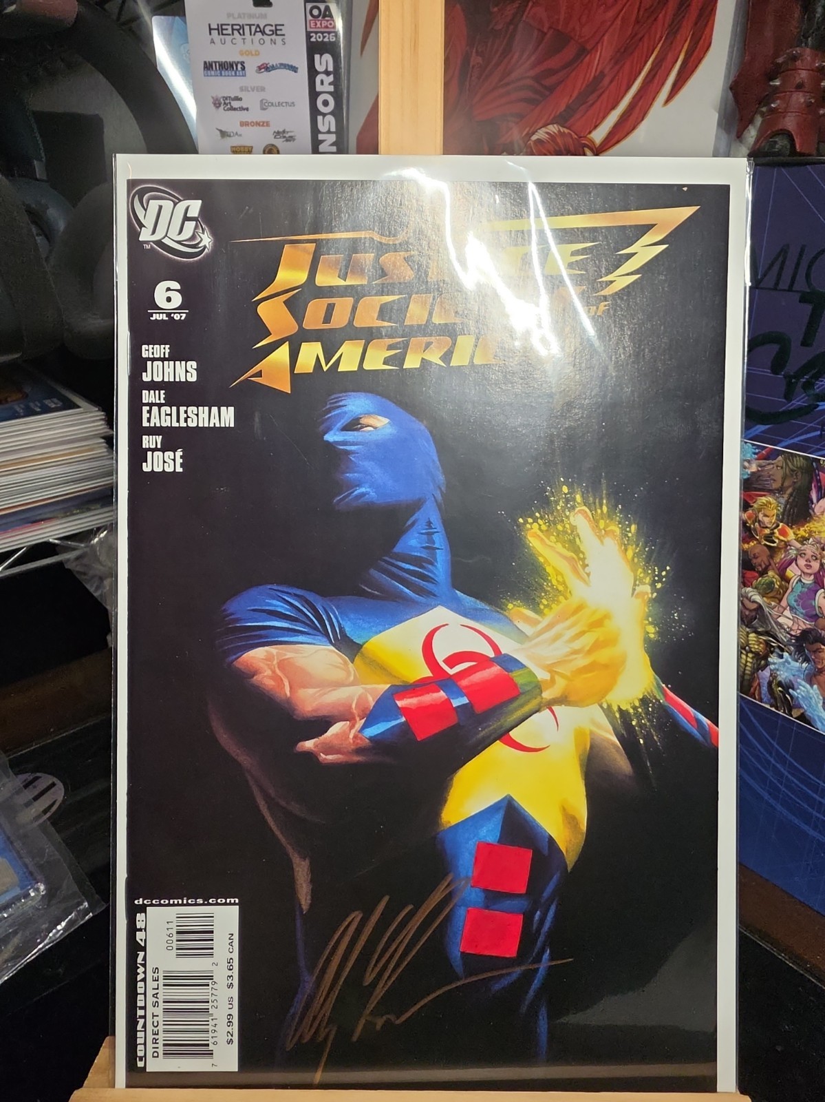 JUSTICE SOCIETY OF AMERICA 6 SIGNED & COVER ALEX ROSS COA COLLECTOR\'S CLUB 2007.