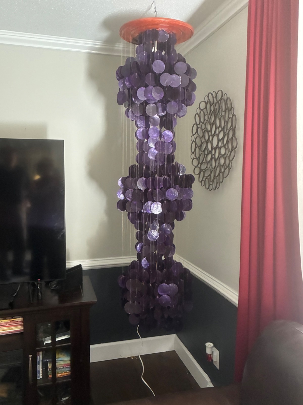 vintage purple three tiered capiz lamp from Philippines