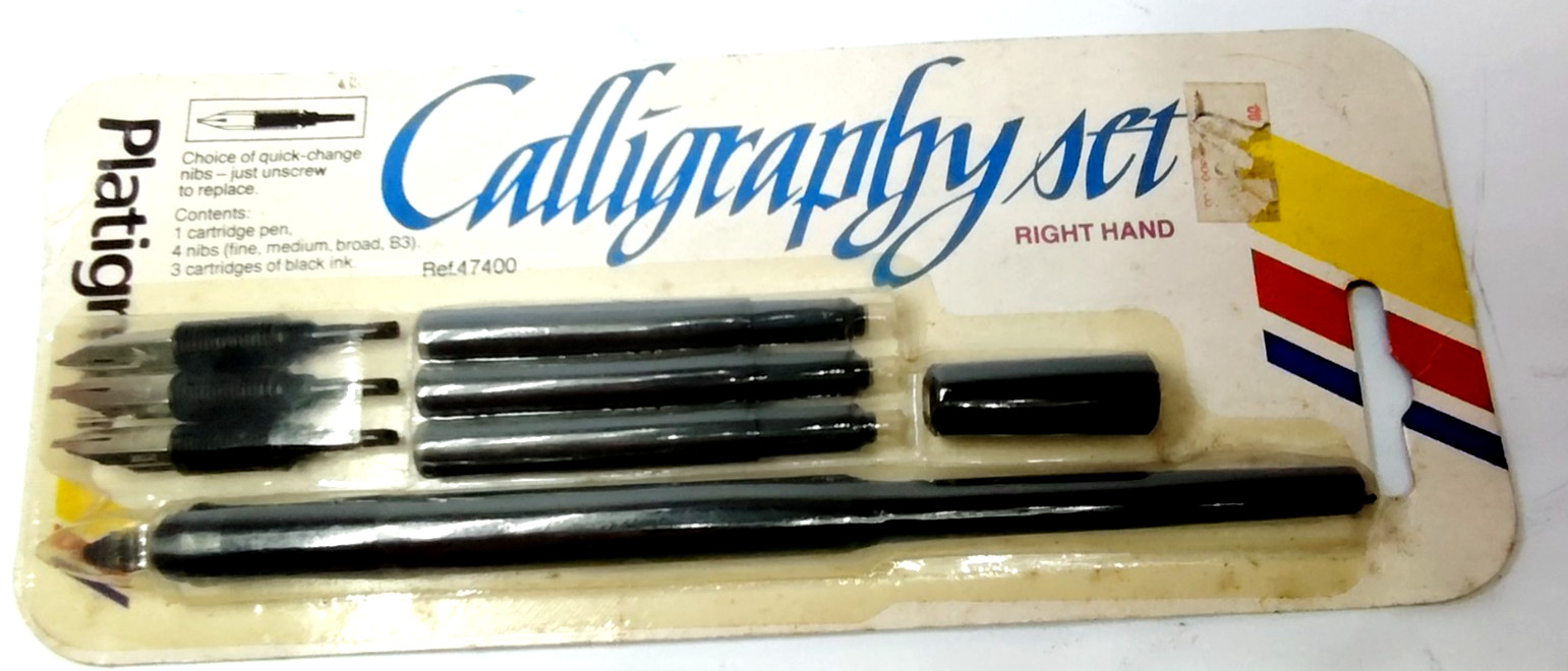 Vintage Right Hand Platignum Calligraphy Set Fountain Pen Interchangeable Nibs