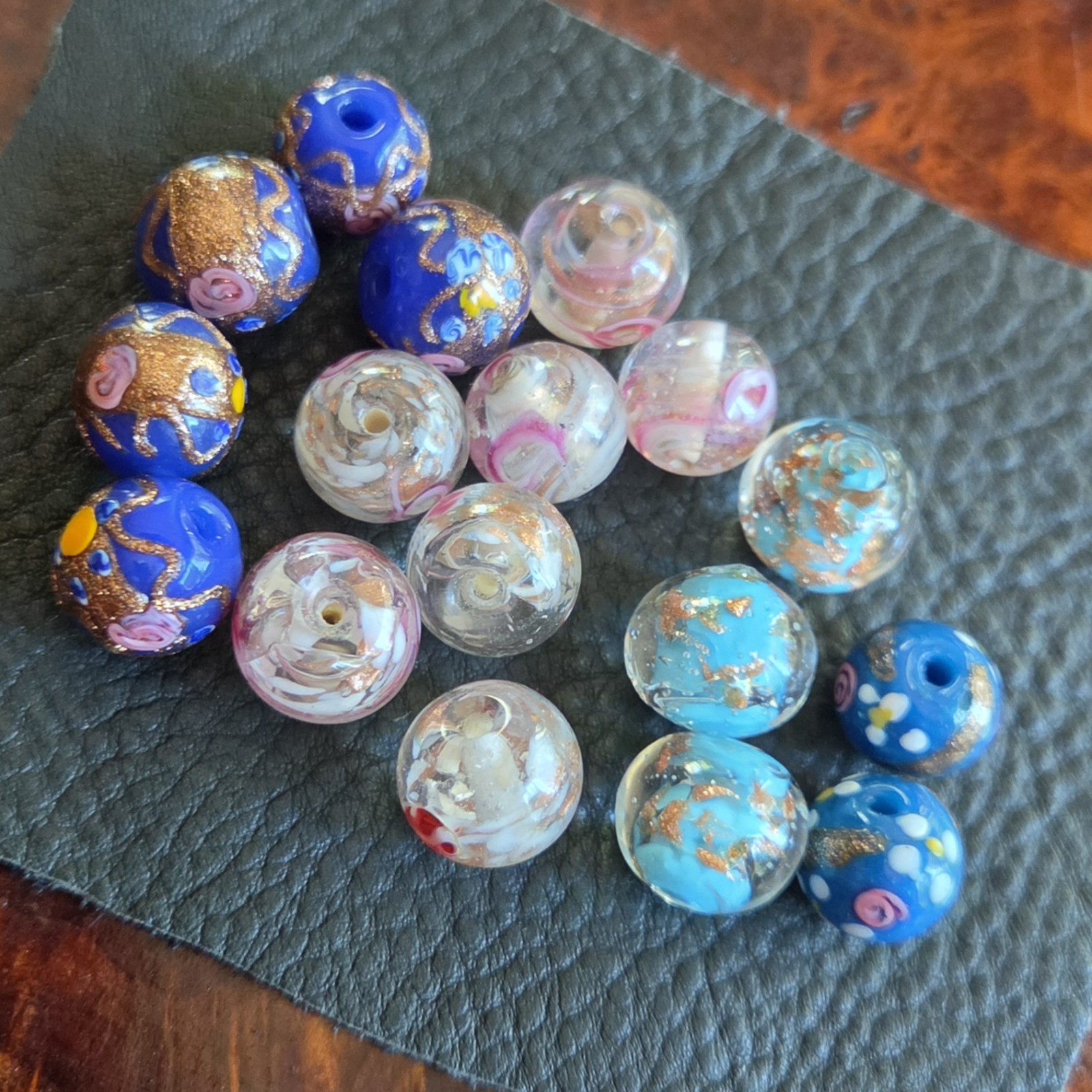 Vintage Venetian Glass Beads Mixed Lot Of 17 including Wedding Cake