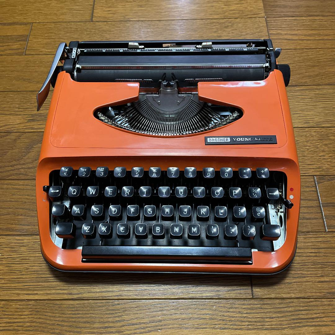 Brother Young Elite Typewriter Retolo Vintage Antique Orange Alphabetic Array JP